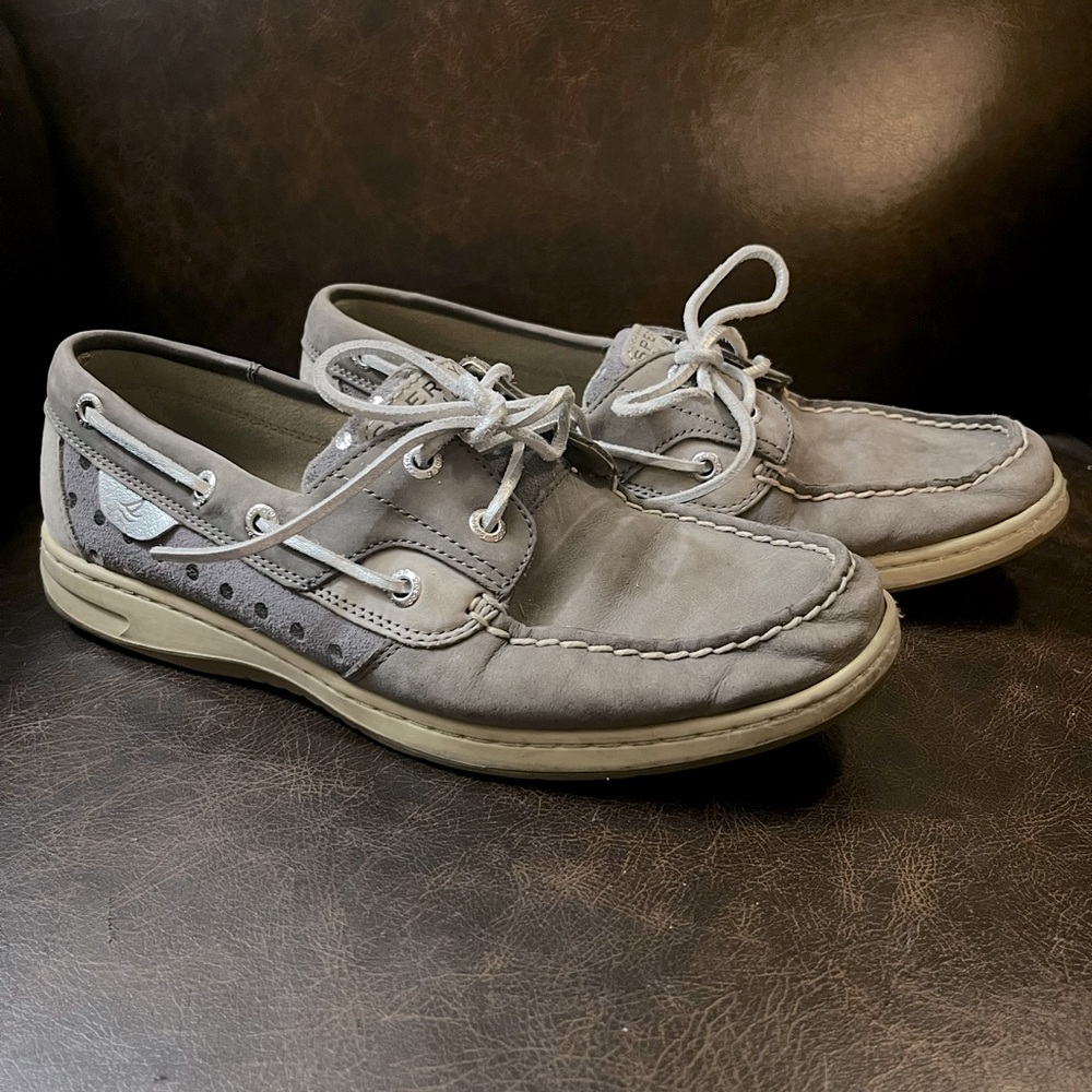 Grey Polka Dot Sperry Top Siders 🔘